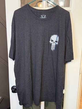 HOWITZER Heathered Charcoal Black Punisher Skull Thin Blue Line Tee 2X